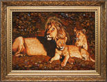 Картина из янтаря Львиная семья