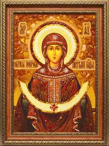 Икона из янтаря Покрова Пресвятой Богородицы