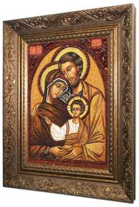 Икона Святая Семья- православная икона из янтаря