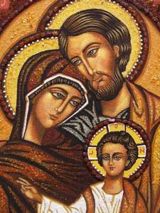 Икона Святая Семья- православная икона из янтаря