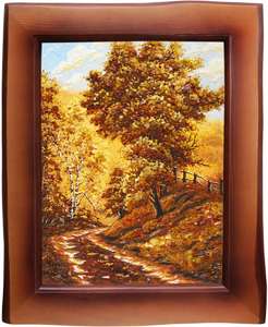 Картина из янтаря «Дерево у дороги».