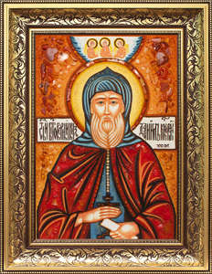 Святой благоверный князь Даниил Московский икона из янтаря