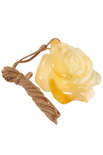 Кулон з бурштину на воскованій мотузці в формі троянди