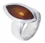 Кольцо-перстень из янтаря и серебра