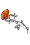 Серебряная брошь «Янтарная роза»