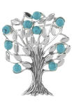 Срібна брошка з декоративними вставками «Яблунька»