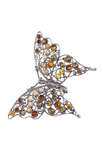 Серебряная брошь с янтарными вставками «Бабочка»