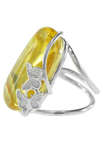 Срібний перстень з каменем бурштину «Політ метеликів»