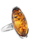 Серебряное кольцо с камнем янтаря «Матиола»