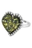 Срібний перстень з бурштином «Серце»