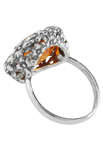 Серебряное кольцо с янтарем «Сирень»