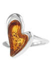 Срібний перстень з бурштином «Валентинка»
