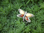 Серебряное кольцо с янтарными камнями «Бабочка»