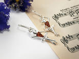 Серебряные серьги с янтарем «Балерины»