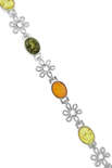 Серебряный браслет с разноцветным янтарем «Агнесса»