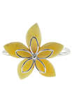 Срібний браслет з бурштином «Квітка»