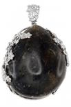 Срібний кулон з крупним каменем бурштину «Тора»