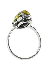 Перстень зі срібла та бурштину «Матіола»
