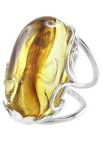 Перстень з напівпрозорим каменем бурштину «Еміра»