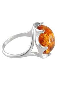 Перстень з бурштином в сріблі «Валері»