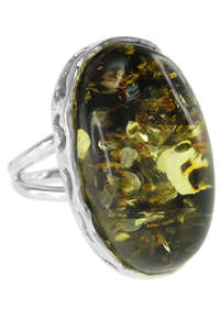Серебряное кольцо с камнем янтаря «Аида»