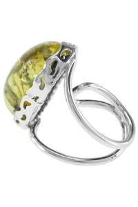Срібний перстень з каменем бурштину «Аїда»