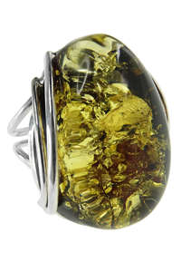 Серебряное кольцо с камнем янтаря «Ирена»
