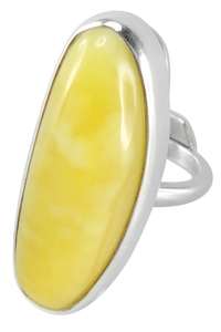 Срібний перстень з подовженим каменем бурштину «Брітні»