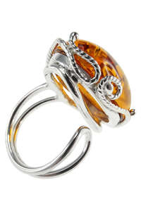 Срібний перстень з бурштином «Аннелі»