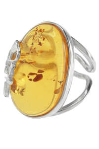 Серебряное кольцо с янтарем  «Летнее настроение»
