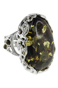 Серебряное кольцо с янтарем «Юджина»