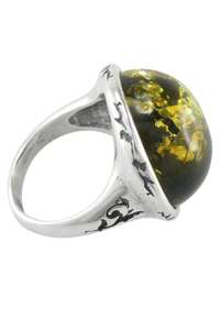 Серебряное кольцо с янтарным кабошоном «Калин»