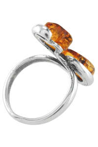 Срібний перстень з бурштиновими вставками «Леона»
