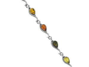 Серебряный браслет с разноцветным янтарем «Агунда»