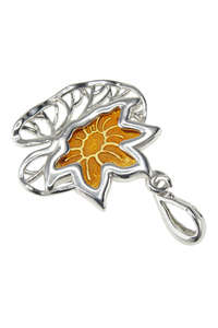 Серебряный кулон с янтарем «Водяная лилия»