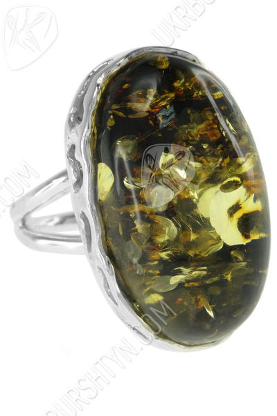 Серебряное кольцо с камнем янтаря «Аида»