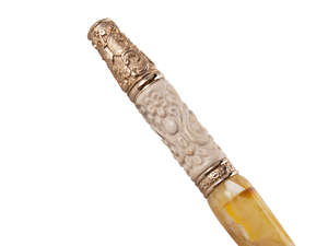 Бурштинова кулькова ручка с рогом оленя «Естет»