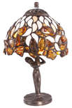 Лампа из янтаря и белого витражного стекла «Грация»