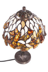 Лампа з бурштину і білого вітражного скла «Грація»