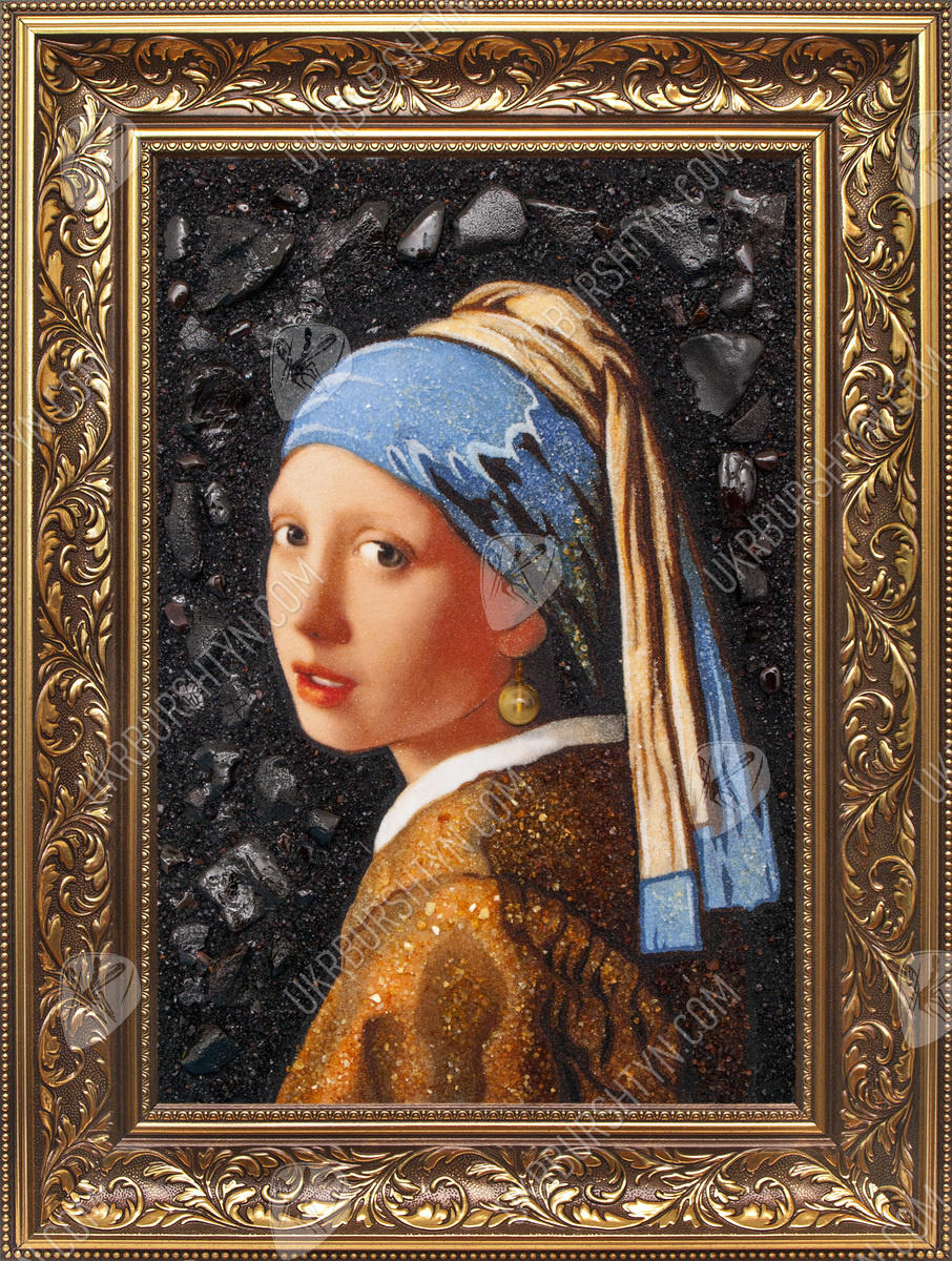 «Девушка с жемчужной серёжкой» - картина из янтаря