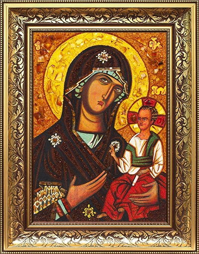 Волинська ікона Божої Матері з бурштину