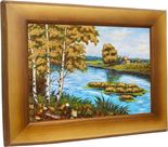 Картина из янтаря «Березы над прудом»