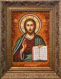 Объемная Казанская Икона Иисус Христос из янтаря