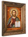 Объемная Казанская Икона Иисус Христос из янтаря