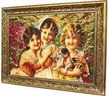 Картина из янтаря «Дети и собачка»