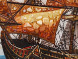 Корабль в море, картины из янтаря