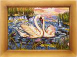 Картина из янтаря Лебеди