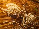 Картина из янтаря Лебеди на пруду