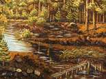 Река в лесу — картина из янтаря.