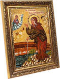 Святая преподобная Ксения именная икона из янтаря.
